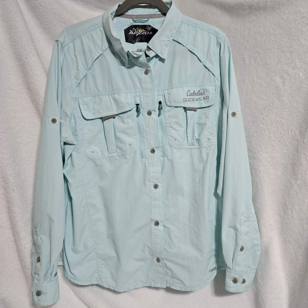 Cabela's Guidewear Blue Button Down Fishing Shirt Size XL